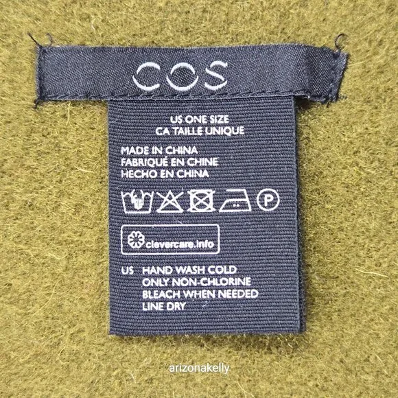 COS Wool Scarf Green Fringe Oblong - Picture 2 of 12